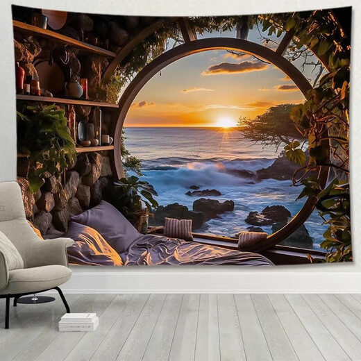 
Nordic window sill landscape hanging cloth background cloth room bedside wall cloth bedroom decoration tapestry canvas live mural 6169 [horizontal] [fragrant cloth] Collection 150 height * 200 width CM [send installation package] + star