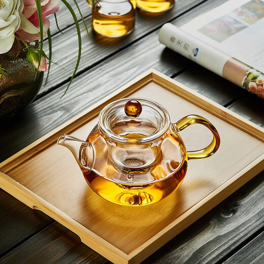 美斯尼 玻璃茶壶泡茶壶加厚带过滤内胆茶具套装泡茶器办公家用玻璃茶壶 圆珠壶 690ml