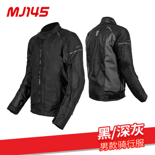 LS2 New Autumn and Winter Motorcycle Riding Suit Set for Men and Women Motorcycle Racing Waterproof, Wear-Resistant, Fall-proof and Warm in All Seasons 145 Men's Style - Black/Dark Gray MJ145 XL