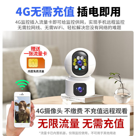 Ravish 4G Surveillance Wireless Camera не требует Wi-Fi для пожизненного перезаряжаемого трафика на 360 градусов без мертвых углов с ночным видным мобильным телефоном Удаленное использование дома можно проследить без версии в Интернете] без двойного экрана + 64GG.