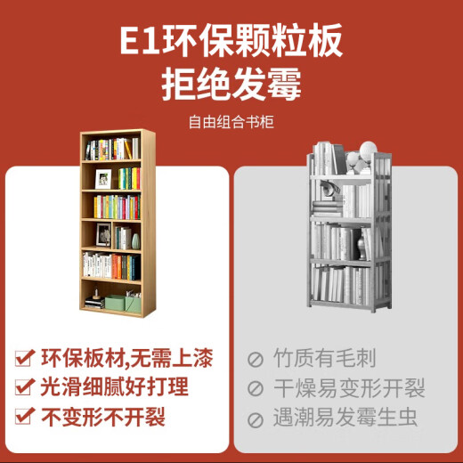 Mu Yichengju bookshelf floor-standing 1.58 meters simple bookcase simple wood color storage storage cabinet extra large six layers 4122