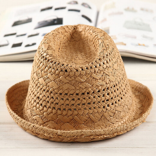 Karond Top-Hut Gentleman Hut Männer Strohhut Mode Top Hut Britisch Retro Jazz Hut Gentleman Hut mittleren Alters und älterer Strohhut Khaki Farbe (One Size 56-58)