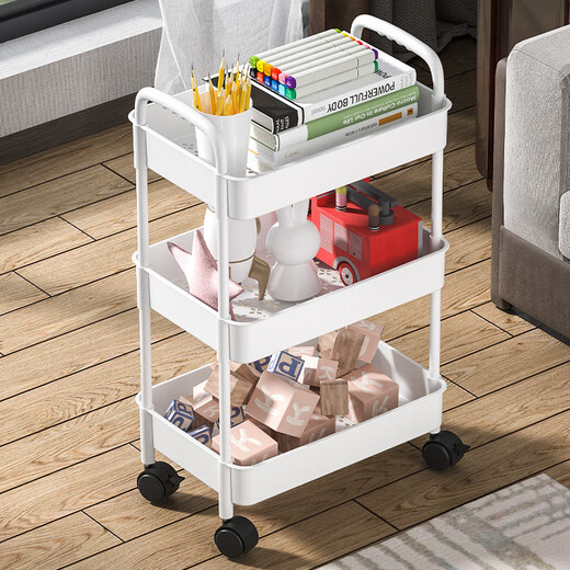 Changbaosen display rack trolley storage rack kitchen bedroom multi-layer snack mobile storage storage rack three layers 38.5*27*80CM ZM1