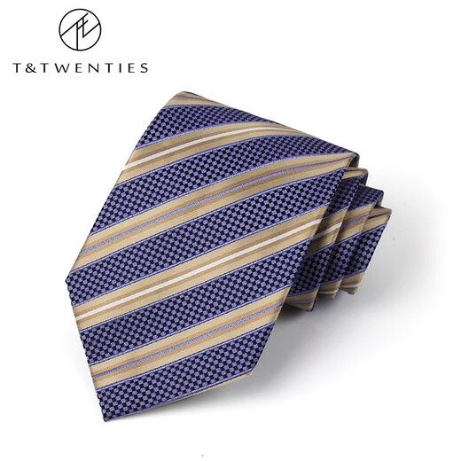 T/zwanziger Jahre Herren Mulberry Silk Seidenbreite Krawatte Herrengeschäft Formale Wege Professionelle Interview Marke handgefertigte blaue Stripted-Krawatte AS2677 Big Arrow 8,5 cm breit