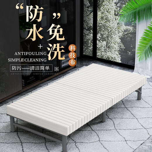 彩色柠檬 日式科技布折叠床家用成人单人床酒店加床大床拼床办公室午休床 暗绿色 80cm椰棕款式