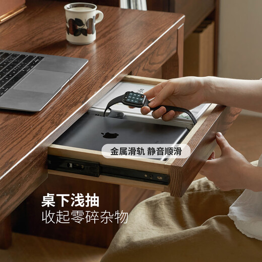 Genji Muyu solid wood desk Nordic home computer desk small apartment oak writing desk simple study desk 1.4m single table