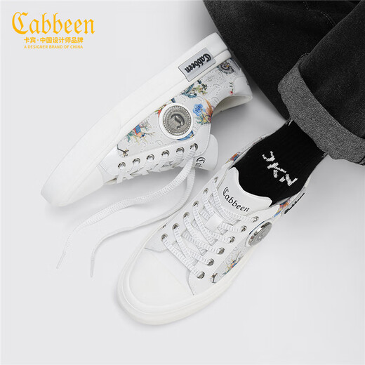 Carbin men's shoes summer new trendy brand canvas shoes men's versatile thin board shoes men's trendy low top casual shoes men's trendy shoes white 40 [=sports shoes size 41]