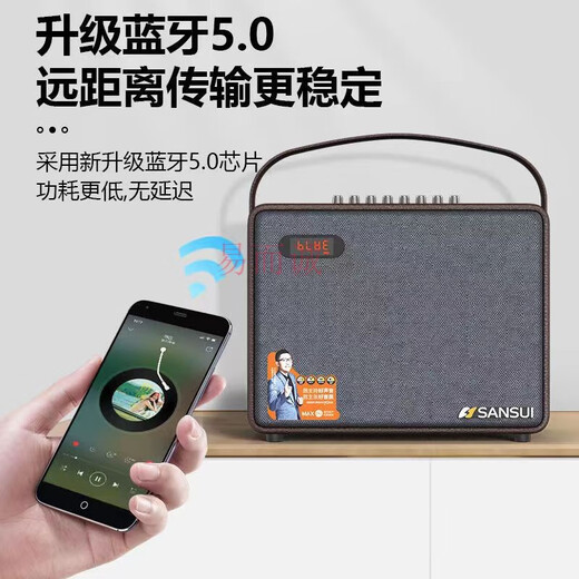 Shanshui SS902 Square Dance Bluetooth High Power Speaker Live Broadcast Sound Card Musical Instrument Playing and Singing Karaoke Outdoor Audio SS902 Dual Microphone
