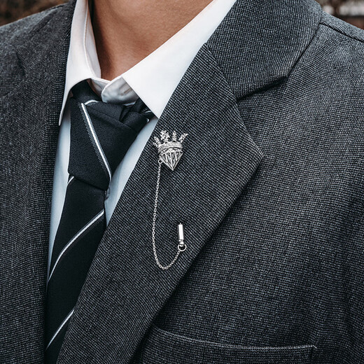Mingyang Decorative Sea MYSH 925 Silver Crown Crown Brooch Men's Suit Shirt High-end Original Design Niche Corsage Pin Button Crown Brooch + Brand Brand Gift Box