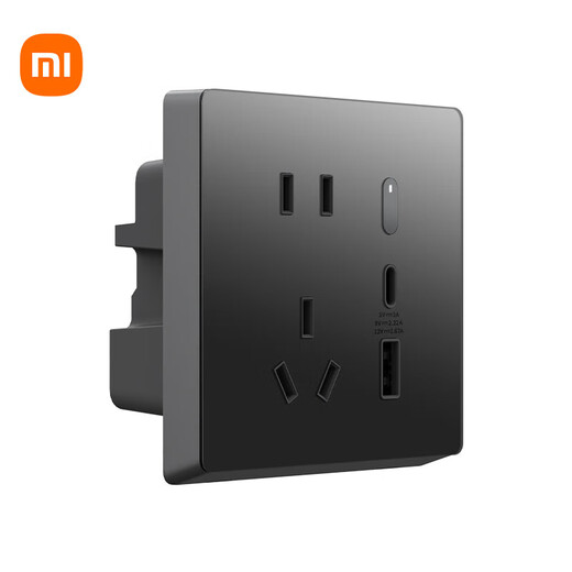 Xiaomi Smart Wall Socket Pro Xiaoai voice control AG glass panel Power statistics Intelligent linkage of multiple devices OTA continuous upgrade Xiaomi Smart Wall Socket Pro (Deep Space Gray)
