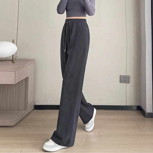 Red Dragonfly Versión estrecha Pantalones para mujeres 2025 Primavera y otoño Nuevos pantalones casuales para mujeres Plus Velvet Spring Sports Pantalones rectos 689# Dark Grey pantalones - Regular XL XL