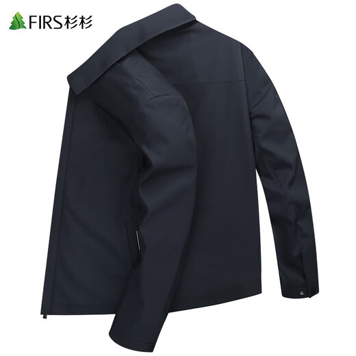 Shanshan (FIRS) Men's Executive Lapel Jacket Men's Autumn New Commuting Business Warm Cadre Jacket 817 Navy-Fleece 175/92A/L