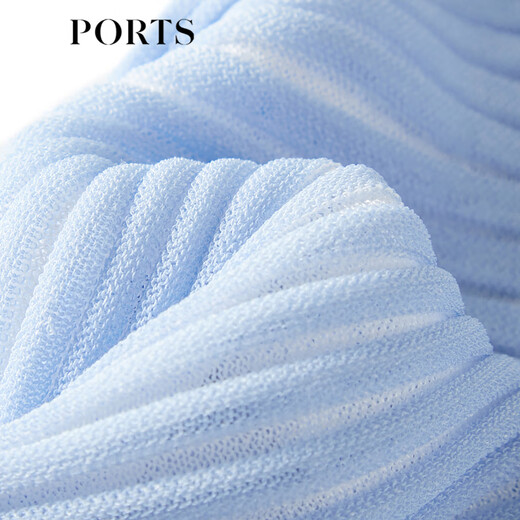 PORTS宝姿女装时尚晨光蓝竖条纹理连肩袖针织上衣SM8K701MZE017 北极蓝 M