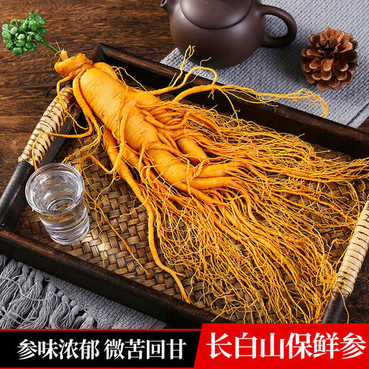 北京同仁堂吉林人参长白山鲜人参东北新鲜人参大个泡酒真空特 (单支毛重约300克)