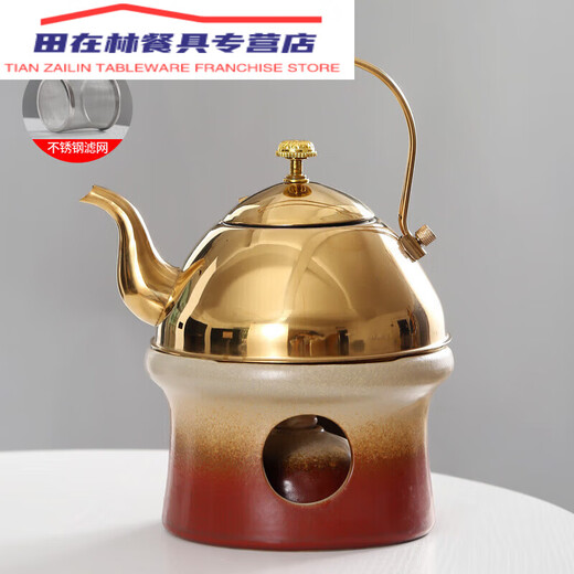 酒精灯煮茶炉酒精炉点都德茶点茶楼餐厅保温茶烧水壶围炉烤茶罐罐 新款古陶红色酒精干锅炉单个炉