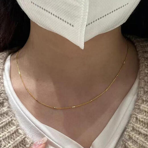 Zhongchi gold necklace, versatile O-shaped Chopard snake bone chain, clavicle chain, imitation gold color Valentine's Day birthday gift for girlfriend, gold Chopard bamboo chain, gold 0.2 5D
