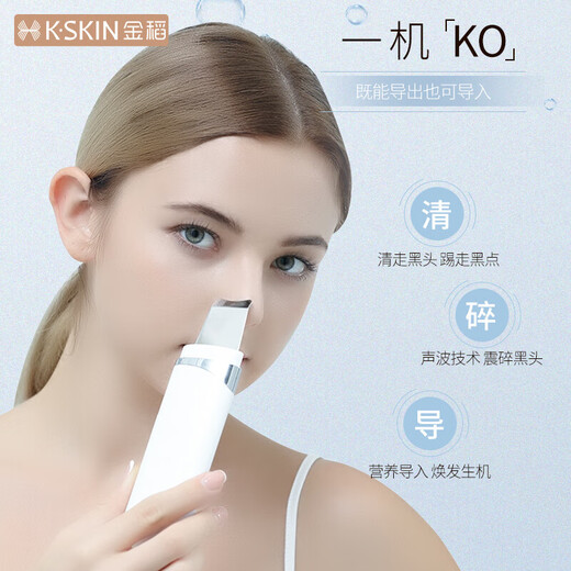 Golden Rice Blackhead Cleaning Magic Facial Cleansing Instrument Ultrasonic Peeling Machine Ultra-Long Battery Life Small and Portable KD8023 Snow Mountain White