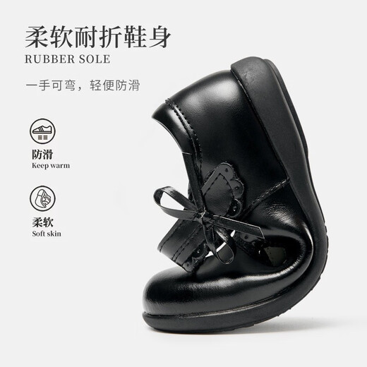 Shepherd boy cowboy shoes girls black leather shoes genuine leather children's performance shoes student single shoes etiquette flower girl school shoes cowhide soft bottom 8803 black oil black Guangzhou Shenzhen next day delivery 32 inner length 20.6CM