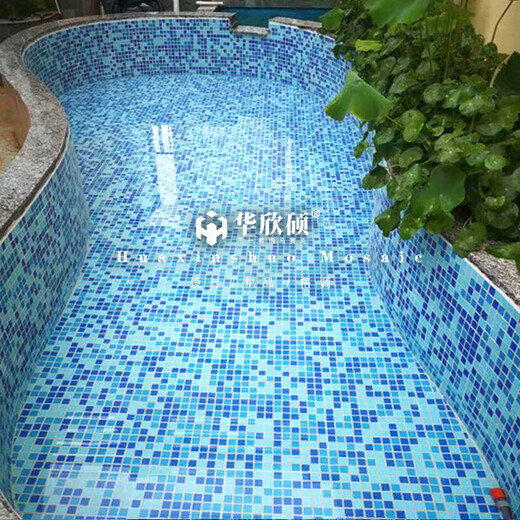 
Huaxin Shuo swimming pool mosaic tiles blue glass pool fish pond bath pool outdoor anti-slip anti-freeze floor tiles 2 cm large specifications lake light water color 3271 square meters