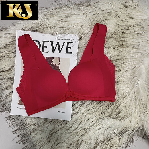 KJ Brand Front Button Bra Underwear Women's Small Breast Gathering No Wires Adjustable Secondary Breast Holding Seamless Bra Set Color Single Bra L 36/80AB Through Cup