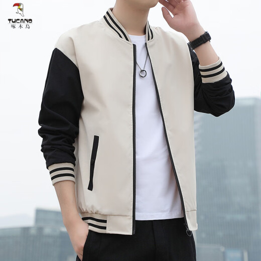 Woodpecker (TUCANO) jacket men's casual jacket youth Korean version 2024 spring and autumn trendy slim body clothes color-blocking gown autumn suit K12210 black + K12109 black M