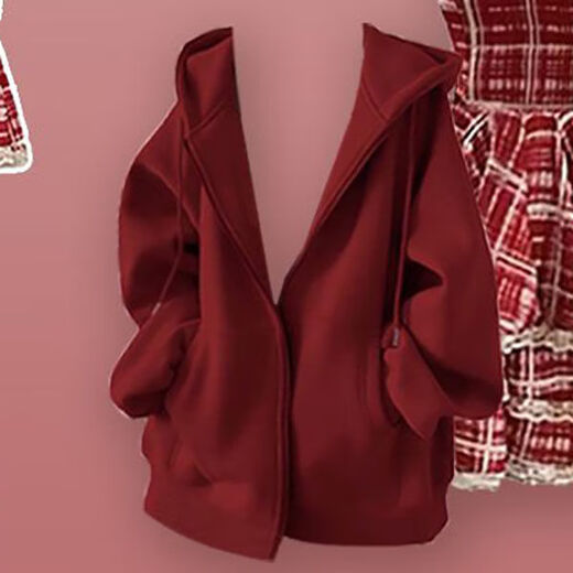Qinhuafang winter clothes women's clothing New Year's clothing set female students' Christmas clothing design sense for autumn and winter. Red cross sweater + red plaid suspender skirt 6627 S Recommended 70-85 Jin [Jin equals 0.5 kg]