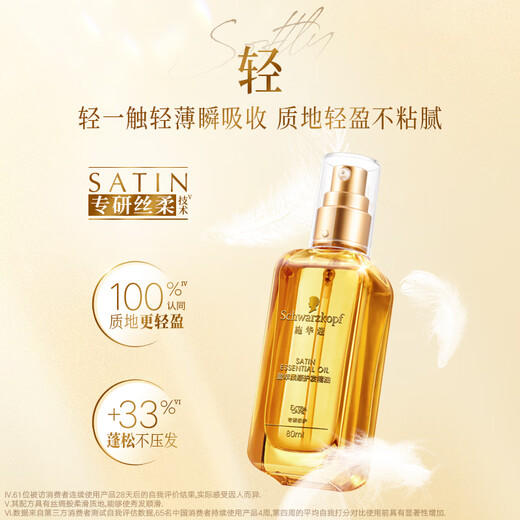 施华蔻（Schwarzkopf）盈萃韧养护发精油80ml(沐光瓶 滋养防毛躁 柔顺免洗不油腻摩洛哥)