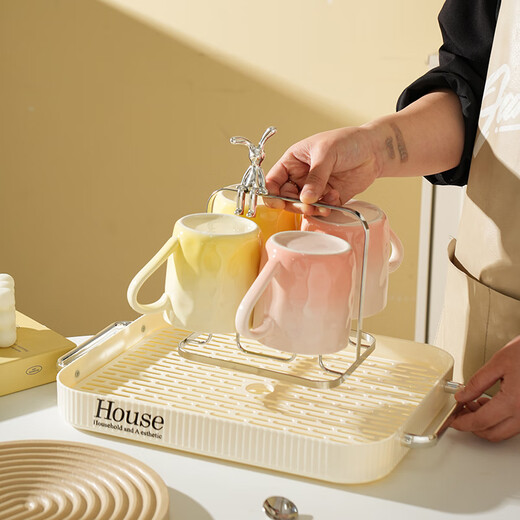 Housewarming water set, high-end Mark cup, home drinking cup, tea set, living room tea set, mixed color six pack + tray + cup holder. If you need a gift box, please contact online customer service to add it