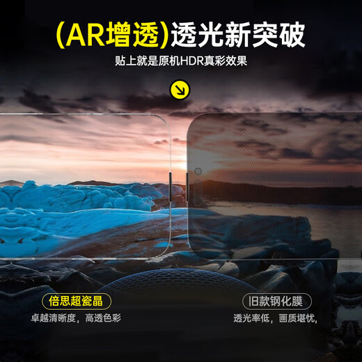 倍思 【超瓷晶防爆膜】适用iPhone15ProMax钢化膜苹果15ProMax手机膜防尘抗指纹超薄全覆盖无尘仓2片装