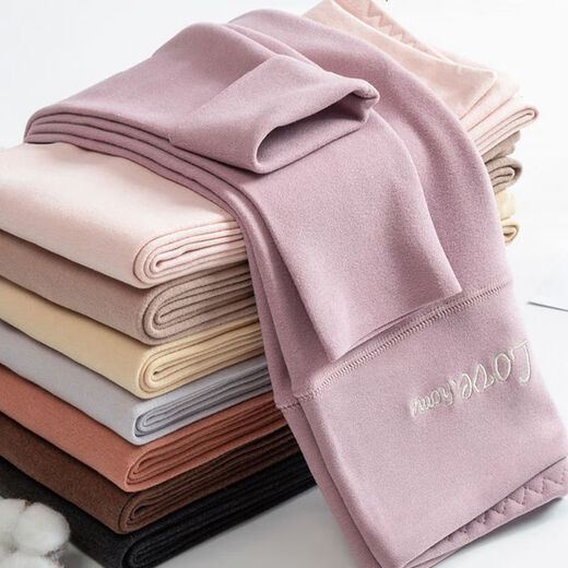 CEOK Developer velvet warm pants for women underwear tight wool pants with thread pants without marks plus velvet autumn and winter base jumpsuit for women High waist Developer velvet [Grey 1-plate M Recommended 80-100Jin [Jin equals 0.5 kg]