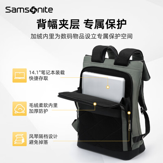 Samsonite backpack computer bag 14-inch men's and women's backpack school bag large capacity flip simple travel bag high school college students