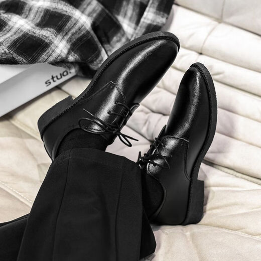 Funino leather shoes men's formal wear young people casual business men's work shoes British style youth suit black men's shoes business black (high-end version) soles improved 42
