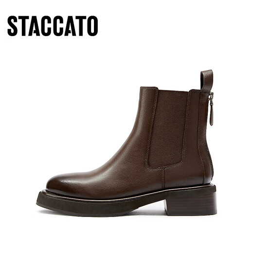 Sigatu's new winter style British style Chelsea boots short boots thick heel fashion boots women's boots D9930DD3 Pine brown (velvet) 35