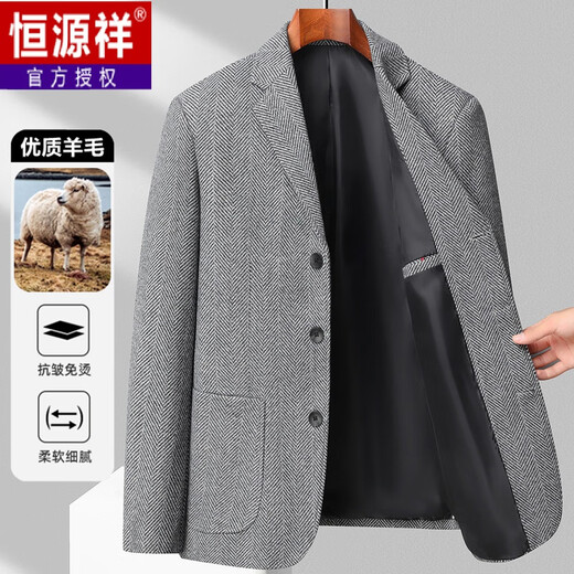 
Hengyuanxiang wool suit jacket men autumn and winter middle-aged business casual small suit slim wool suit jacket men 2305-Narrow Blue 2XL [150-165Jin [Jin equals 0.5 kg]]