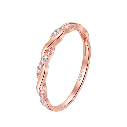 Fat Donglai's same style ring, colored gold, sparkling starlight, woven 18K rose gold, winding curve, female gift ring, 18K rose gold, women's size 8