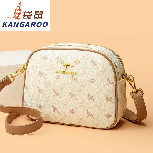 Canguro (canguro) 2025 nuevo bolso para mujeres bolsas de concha de doble cremallera otoño e invierno bolso de cuerpo cruzado de cuerpo de doble capa