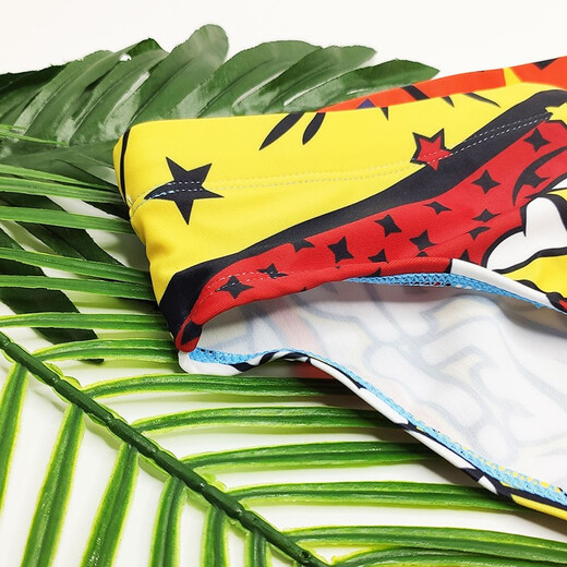 UXH男低腰泳裤性感三角泳裤柔软贴身沙滩动漫设计男士涤纶面料 黄色 L