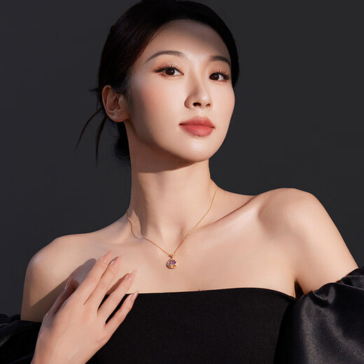 Yi Cai Cai Bao Necklace Women's 18k Gold Sapphire Pendant Gift for Girlfriend and Wife Birthday Gift Birthday Gift for Girlfriend 1 Carat Pendant (Including 18k Gold Chain)/Pre-sale