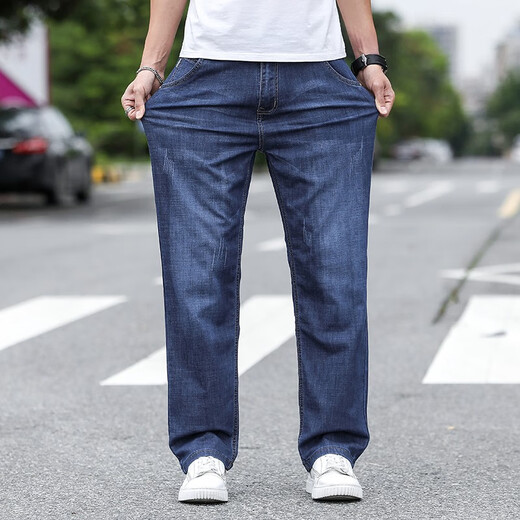 WEIQIAN (WEIQIAN) jeans men's summer thin pants men's loose straight large size men's pants new casual trousers trend 7011 dark blue +070 light blue 32