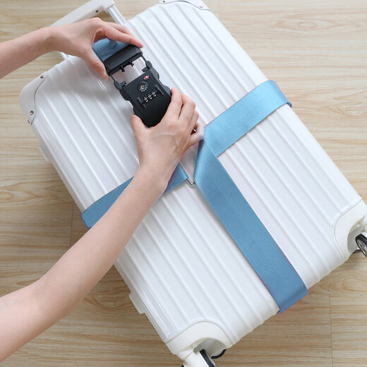 Banzheni Cross Packing Belt Overseas Consignment Trolley Case Bundling Belt TSA Password Lock Cable Belt Luggage Belt Lock Travel Security Binding Belt Sky Blue