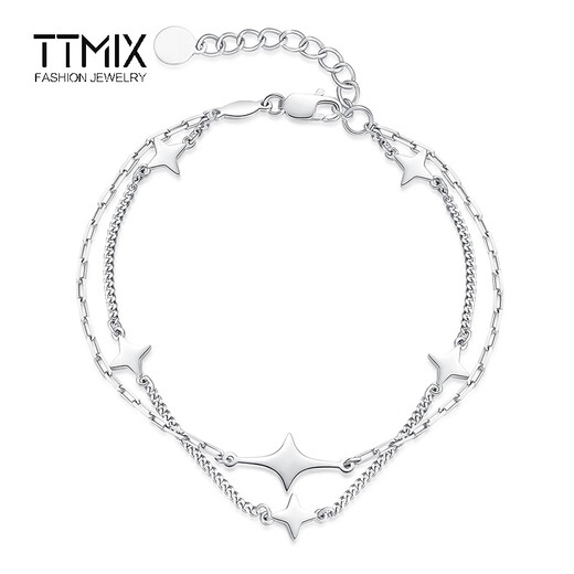 TTMIX shining star platinum bracelet double layer pt950 platinum fashionable temperament women's bracelet 5.7-5.9g 16+3cm