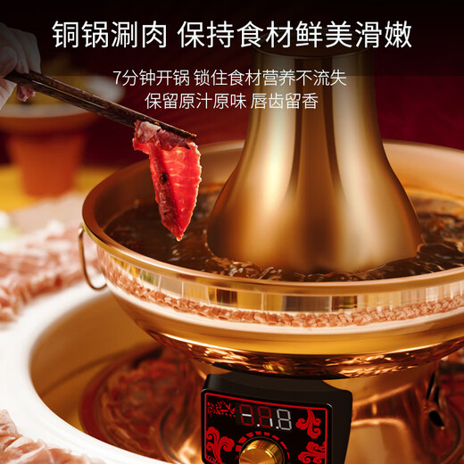 Chuilaoye (CHUILAOYE) copper hot pot, electric and carbon dual-purpose mandarin duck pot, pure copper pot, hot pot pot, charcoal, household plug-in, old Beijing shabu-shabu, Yuanyang 4-6 people, CNC 10 gears, 32cm