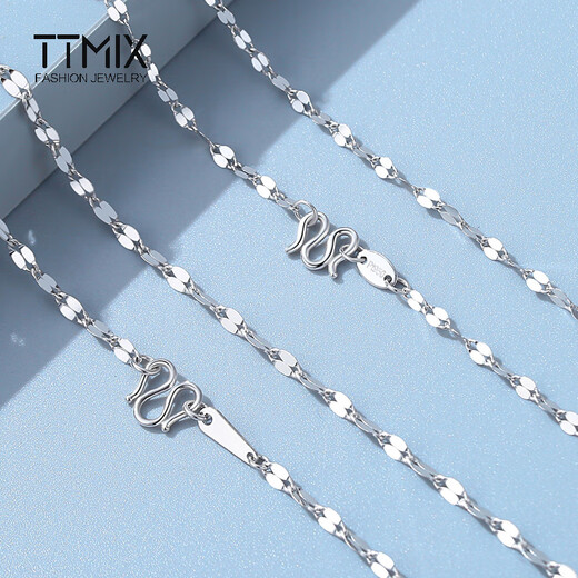 TTMIX platinum necklace for women pt950 platinum kiss clavicle chain versatile plain chain light luxury niche 2.9-3.1g 48cm