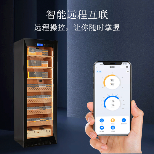 Curtis Compressor air-cooled constant temperature and humidity cigar cabinet household commercial humidification and dehumidification red wine cigar cabinet Spanish cedar wood bare box maintenance special cigar cabinet 1.8 meters depth 580 (3 square meters / 4 boxes + cedar liner) height 1.8 meters