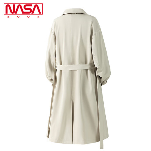 NASA XVVX官方联名秋冬新款中长款风衣男生宽松休闲双排扣过膝大衣外套男 黑色 3XL
