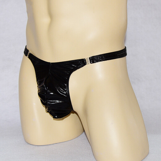 Confidential delivery, sexy men's sexy underwear, men's thong underwear, fully transparent T-pants, passionate, no-take-off night, black, one-size-fits-all, men's double-sided buckle, passionate U-convex sexy underwear, men's ice silk pleated bag, men's