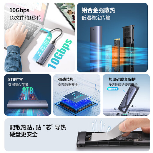 Greenlink M.2 NVMe solid state drive box Type-C3.2 mobile hard drive box suitable for laptops iPhone 16 mobile phone external SSD hard drive box aluminum alloy heat dissipation