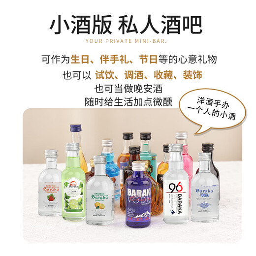 Baraka Convenience Store Little Wine Mixing Base Wine Set Mini Edition Spirituosen ausländischer Wein Wodka Whisky Likör Likör kleine Flaschenwein [Micro-Turn-Büro] 50 ml*10 Flaschen