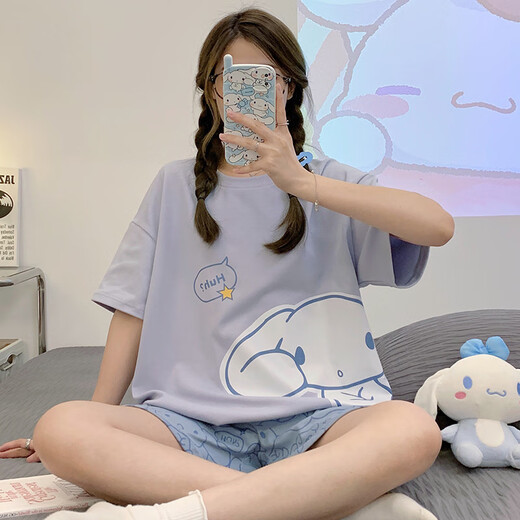 Yitangduo Pajamas Pajamas Estudiantes de verano Estudiantes de secundaria Estudiantes de secundaria cortos lindos estilo delgado se puede usar fuera de ropa casera Q6627 M [sugerido 80-100Jin [Jin es igual a 0.5 kg]]