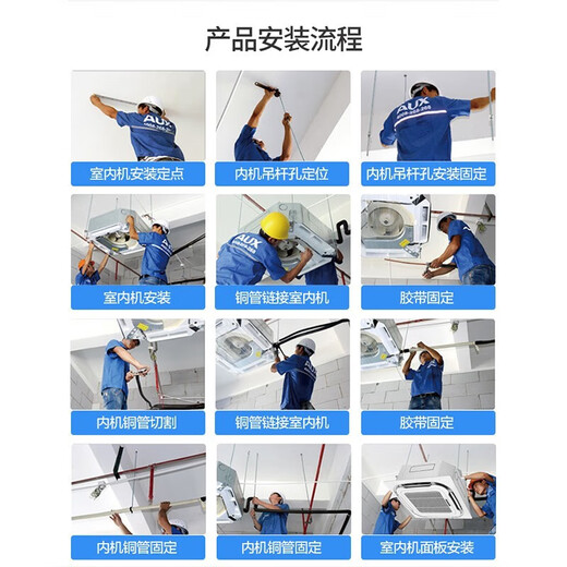 AUX commercial central air conditioner large 3 HP 5 HP ceiling unit fixed frequency cooling and heating eight-sided air outlet embedded ceiling ceiling unit air conditioning patio unit second-hand 95 new 3 HP cooling and heating fixed frequency ceiling unit-220V AUX eight sides-not including installation (bare metal)
